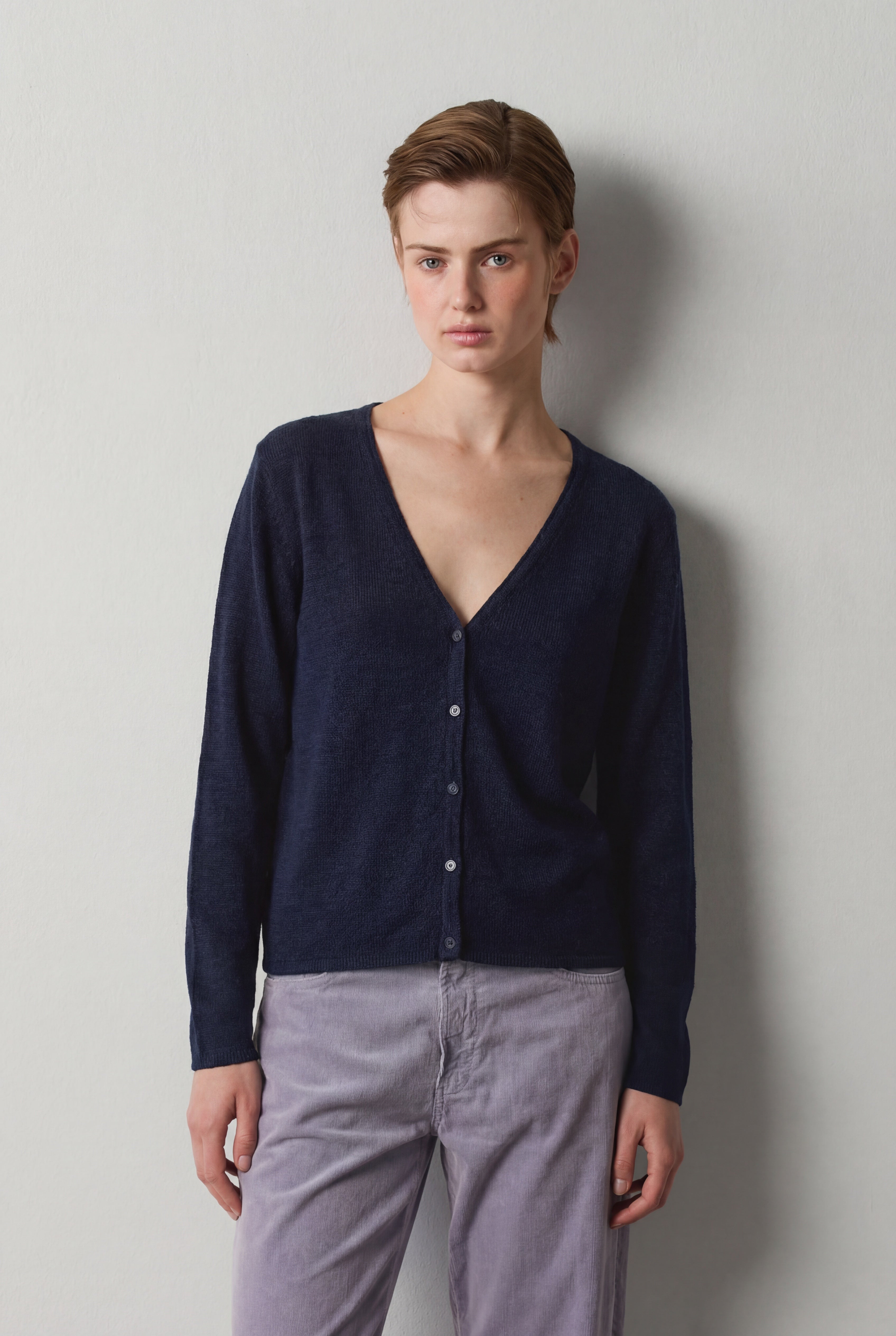 DOMINIC - Linen cotton cardigan - dark blue – Massimo Alba