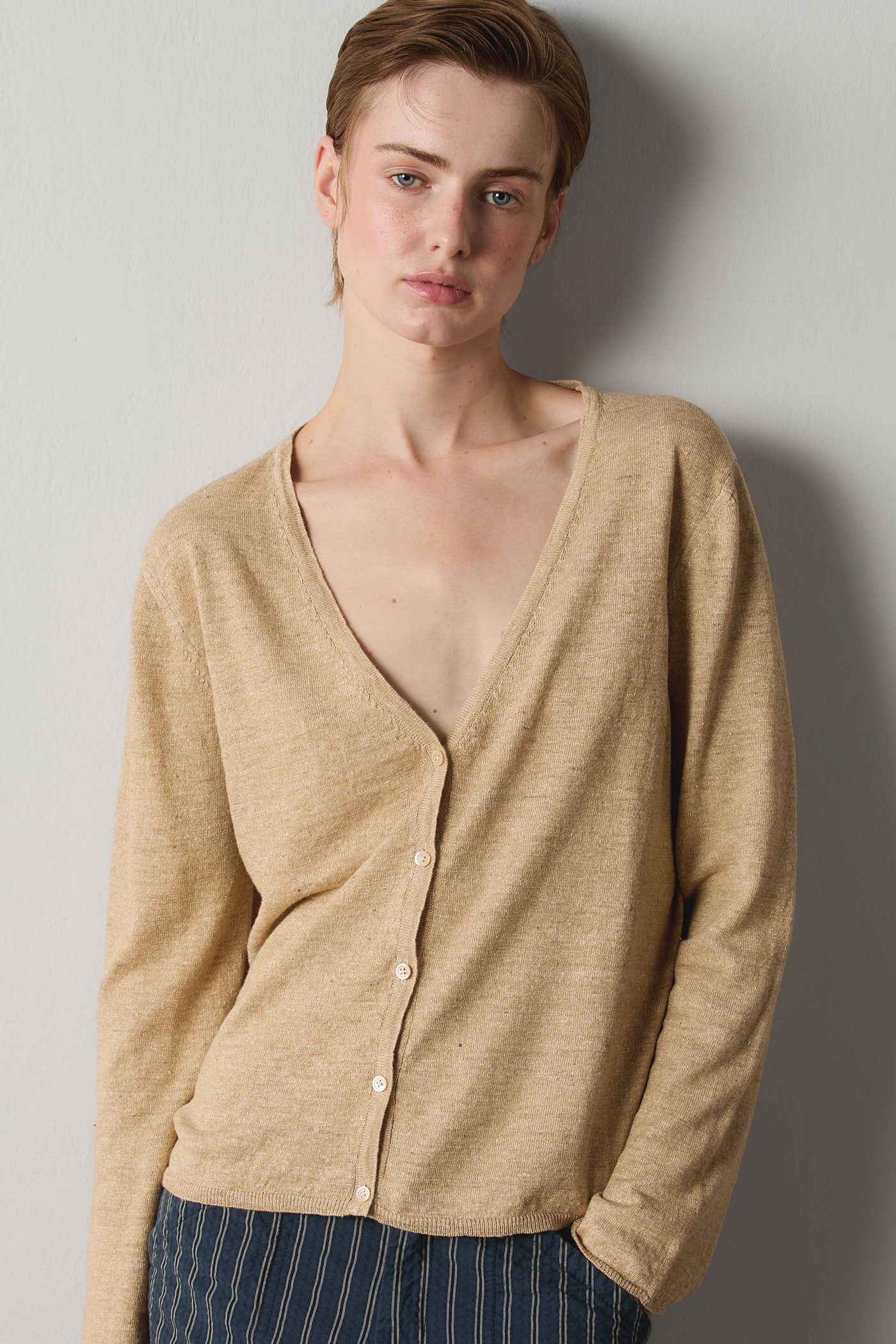 DOMINIC - Linen cotton cardigan - naturale – Massimo Alba