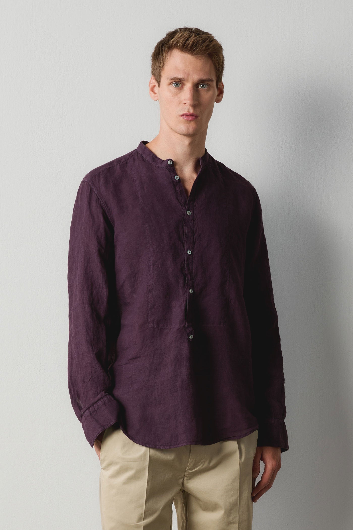 KOS - Linen shirt - grape – Massimo Alba