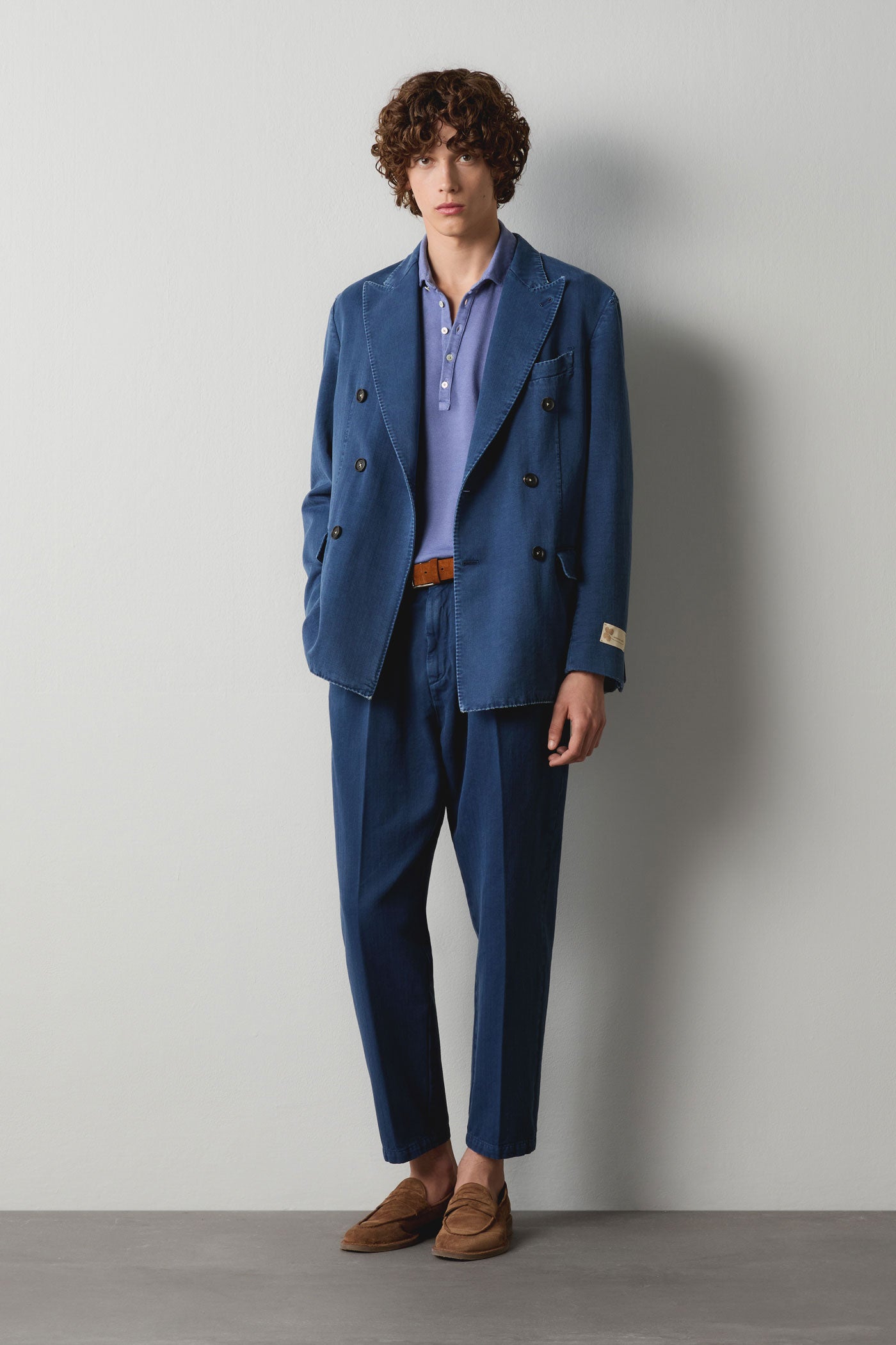 BRANDO - Cotton double-breasted jacket - midnight blue – Massimo Alba