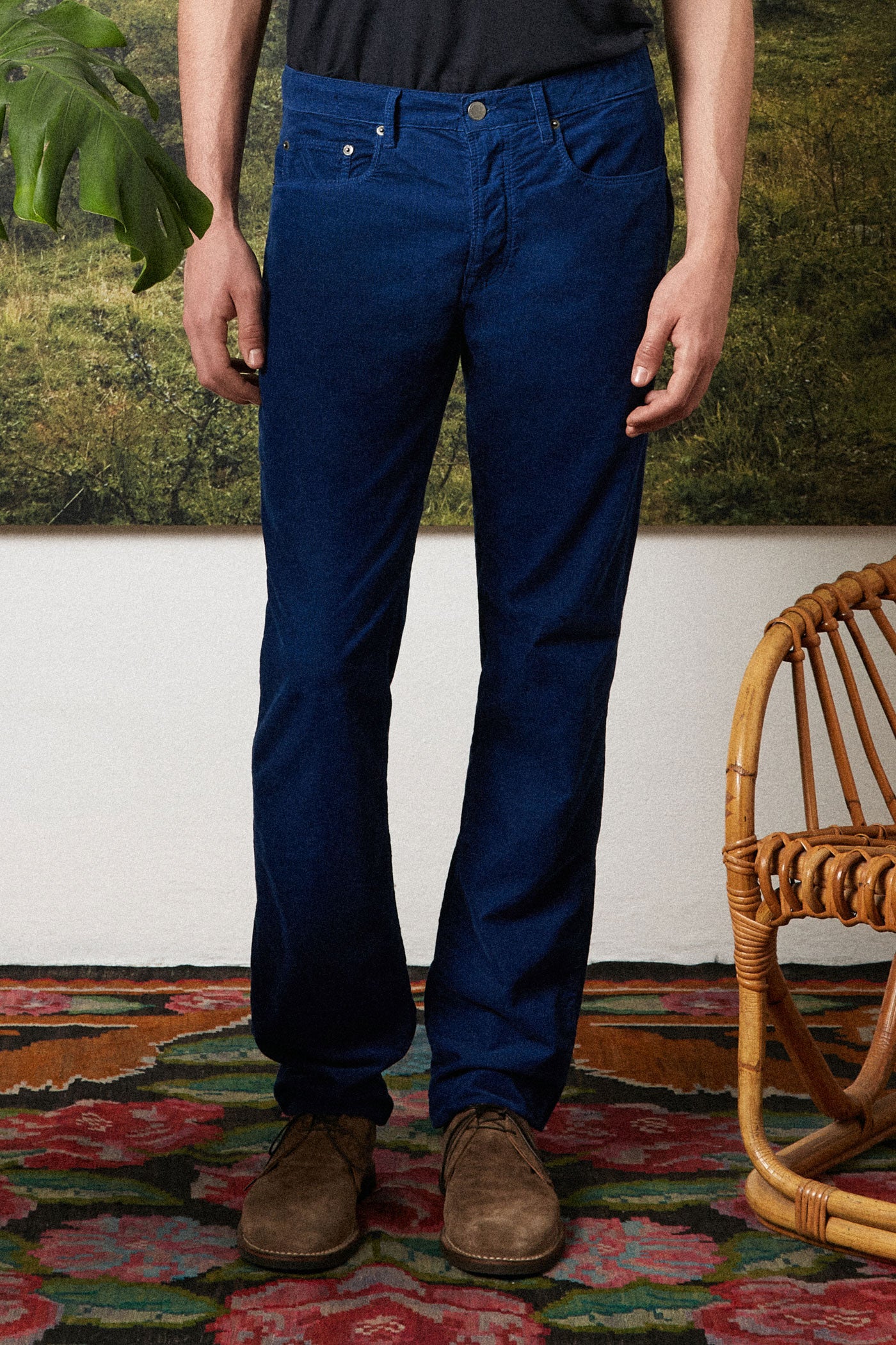ALUNGA - Corduroy five-pocket trousers - blue massaua – Massimo Alba