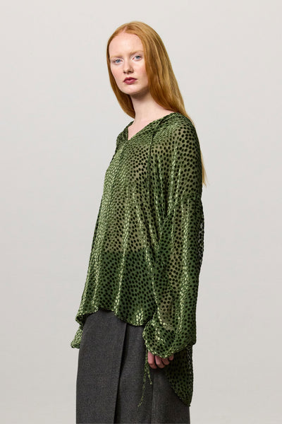 ANASTASIA - Viscose and silk blouse - forest – Massimo Alba