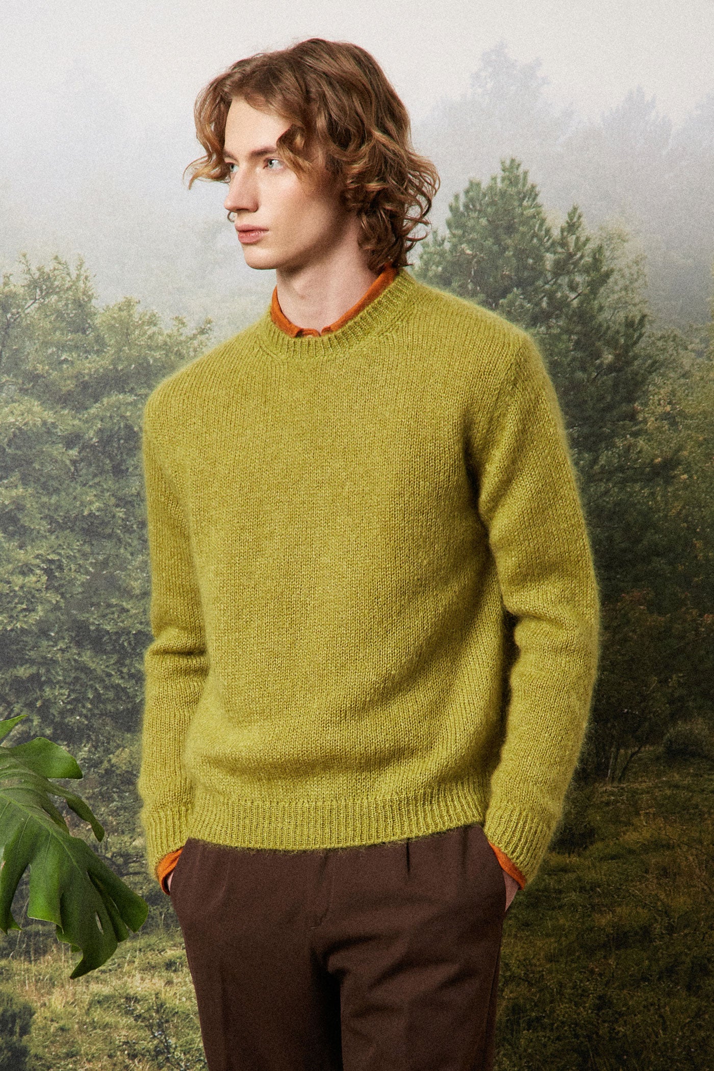 ALDER Silk mohair crewneck pear Massimo Alba