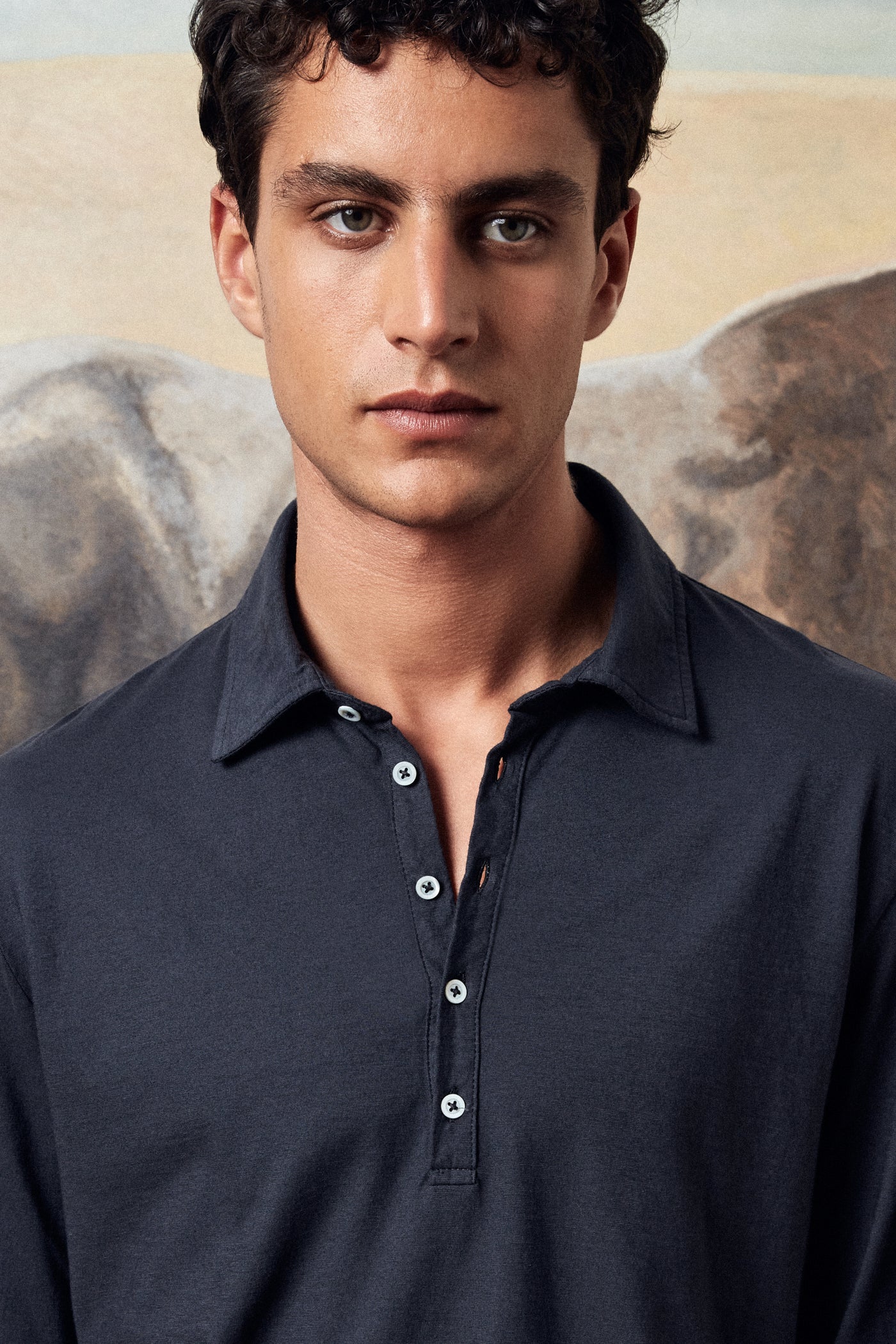 ISCHIA - Cotton jersey polo shirt - nero lavato – Massimo Alba