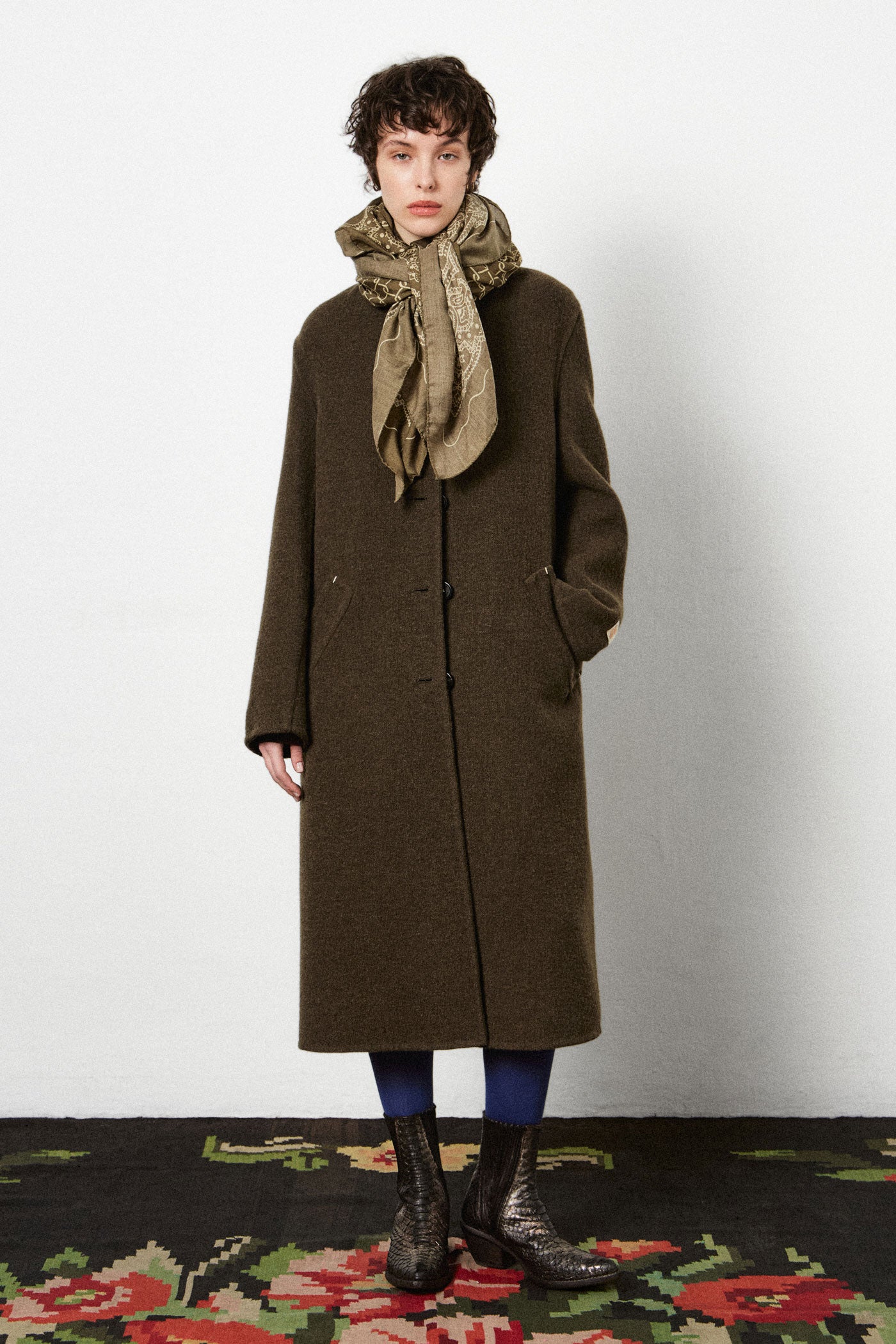 STOCCOLMA Single breasted coat in pure wool double militare Massimo Alba