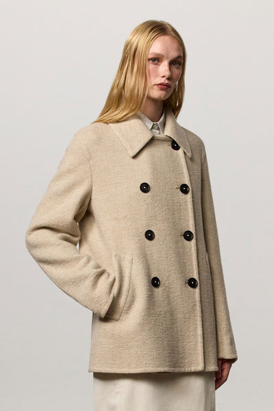 ANVERSA - Virgin wool peacoat - sabbia – Massimo Alba