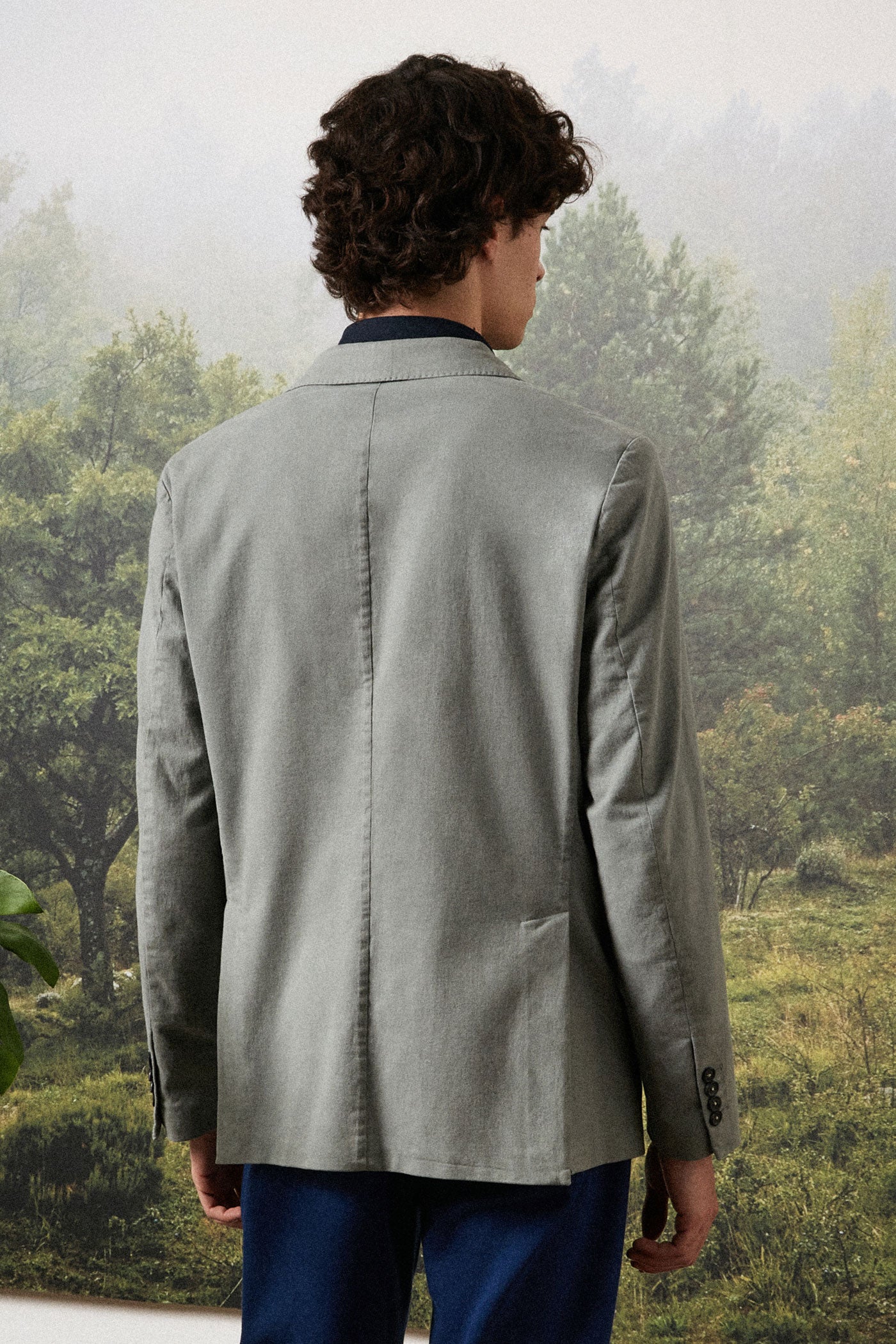 CATCH2 - Single-breasted cotton cashmere jacket - smoke – Massimo Alba